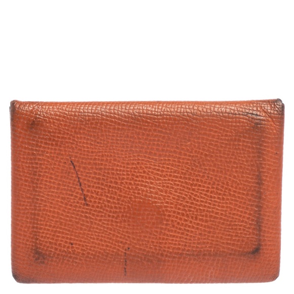 Hermes  Orange Epsom Leather Calvi Card Holder - Picture 4 of 9